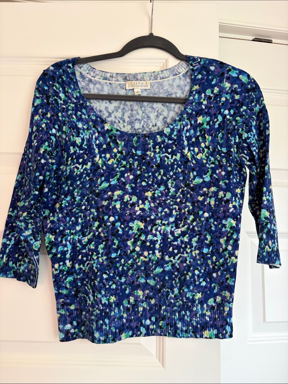 Joseph Scoop Neck Blue Multicolor Printed Long Sleeve Top